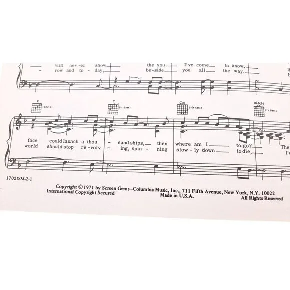 Vintage 1971 Bread If Sheet Music David Gates Screen Gems Columbia Music Elektra - Picture 3 of 4